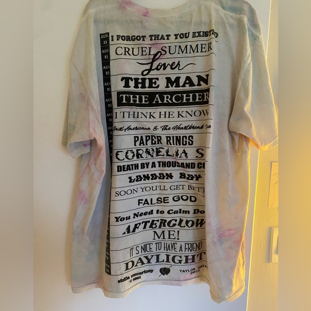 TRADE: Rare Stella McCartney x Taylor swift marble tie-dye lover tracklist tee